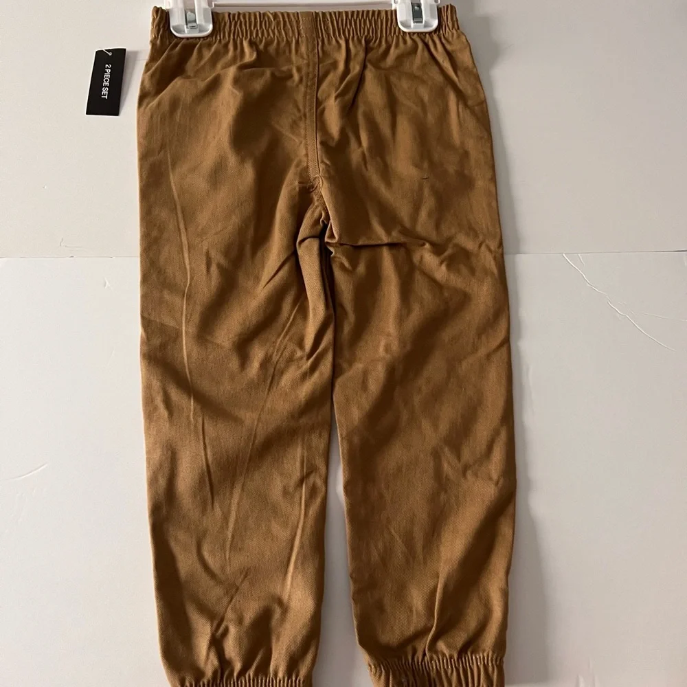 DKNY Boys, size 4T, Jogger layered Pants Set, Button Down shirt, khaki pants NWT